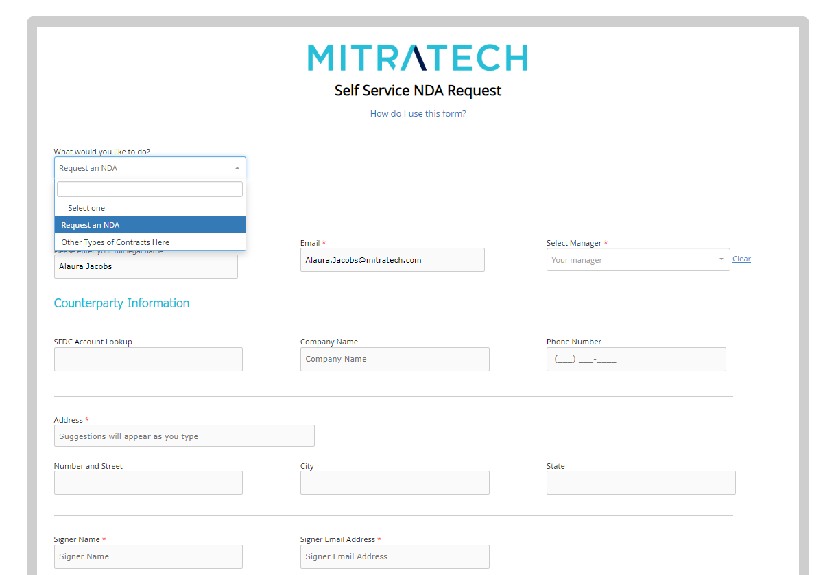 screenshot of Mitratech TAP Workflow Automation